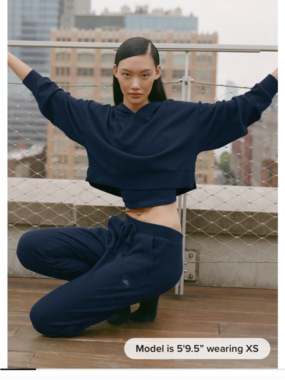 Alo Yoga Muse Ribbed Navy Women's Hoodie